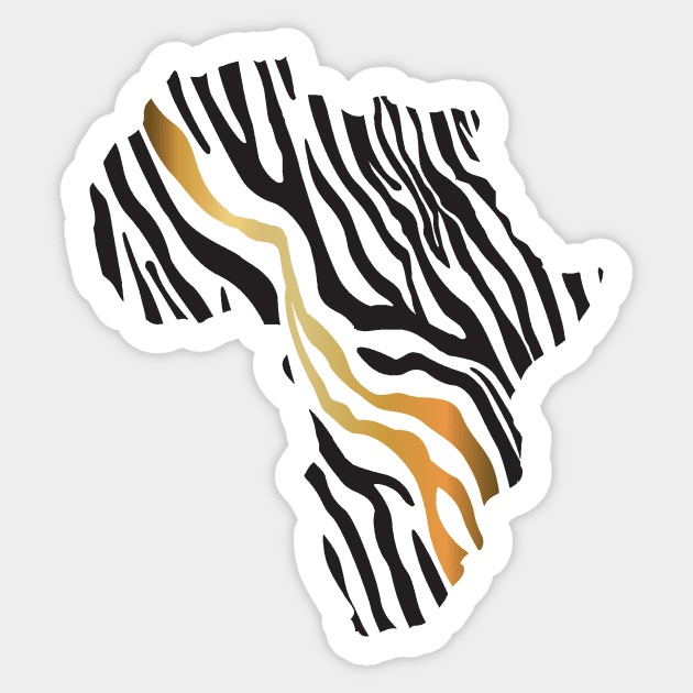 Africa Map Afrocentric Zebra Animal Print Sticker by Inogitna Designs